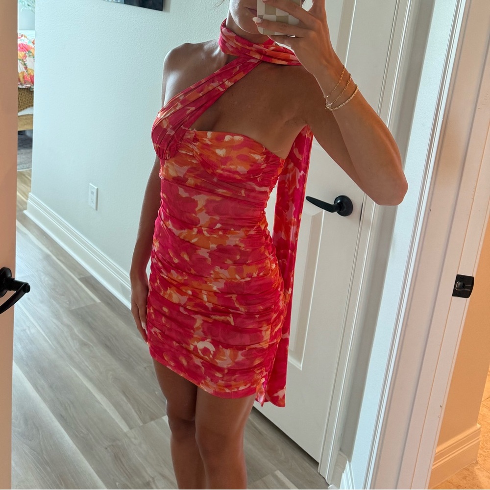 Hello Molly Pink and Orange Mini Dress
